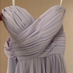 Strapless lilac bridesmaid dress